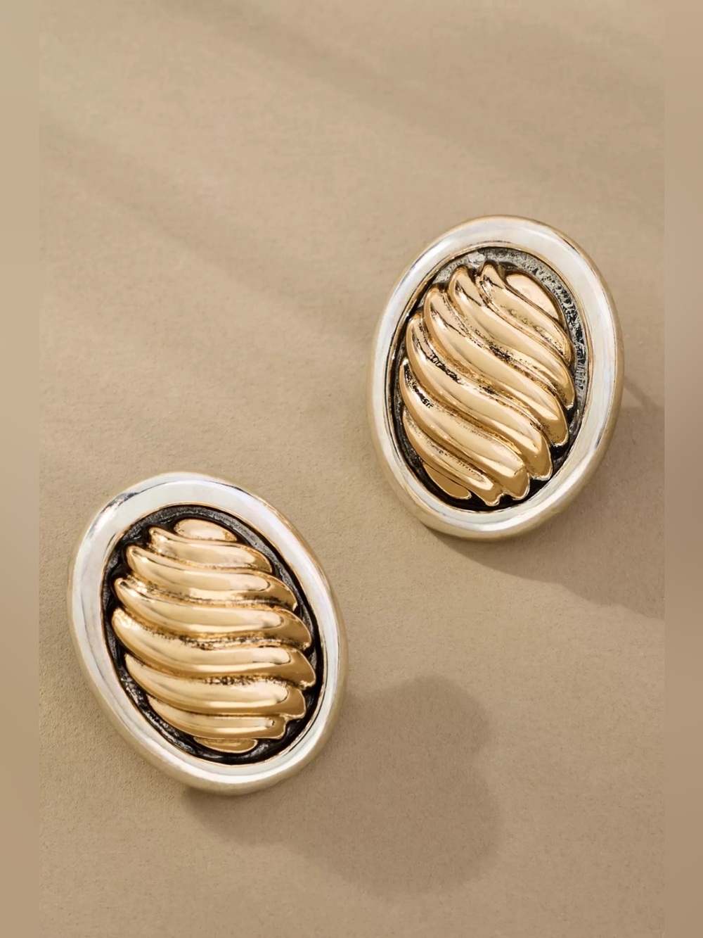 NWT Anthropologie Two-Tone Wavy Circular Earrings